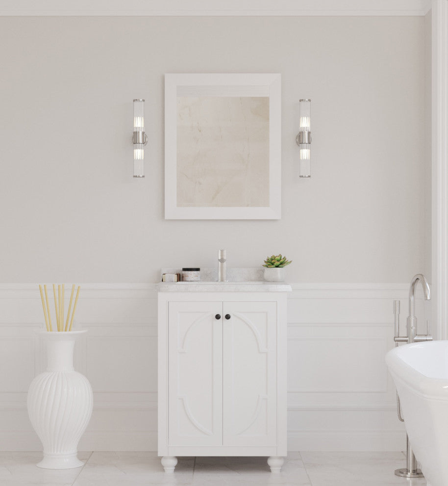 Odyssey, 24" White Cabinet With White Carrara Marble Countertop