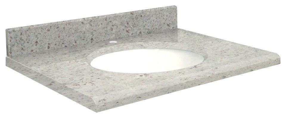 Granite 37"x19" Vanity Top, Single Faucet Hole, Giallo Parfait, White Bowl