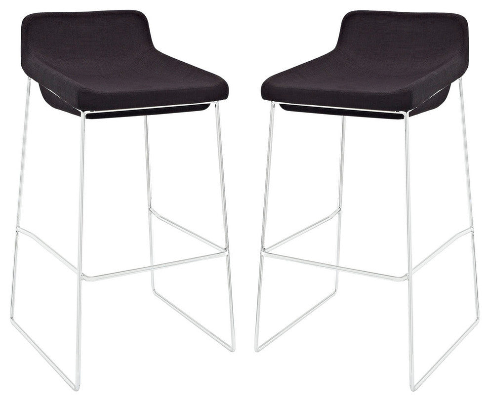 Modern Contemporary Dining Kitchen Bar Stools, Black, Set of 2