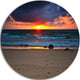 Dramatic Colorful Sky Over Beach, Seashore Round Metal Wall Art, 11"