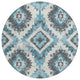 Machine Washable Indoor/Outdoor Chantille ACN1878 Teal 8' x 8' Round Rug