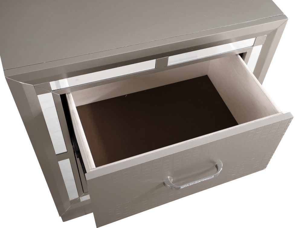 Alana Nightstand, Silver Champagne