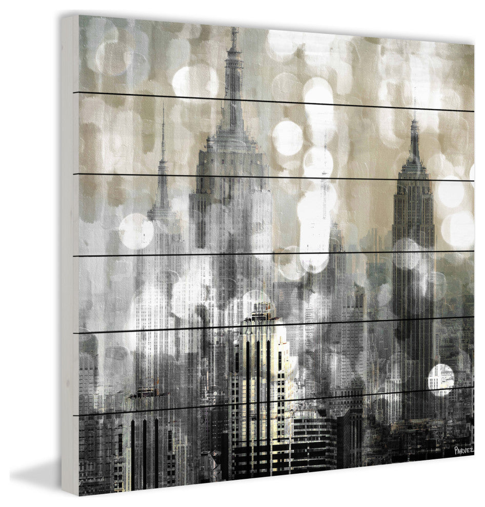 "La Vie En Ville" UV Ink Print on White Wood, 40"x40"