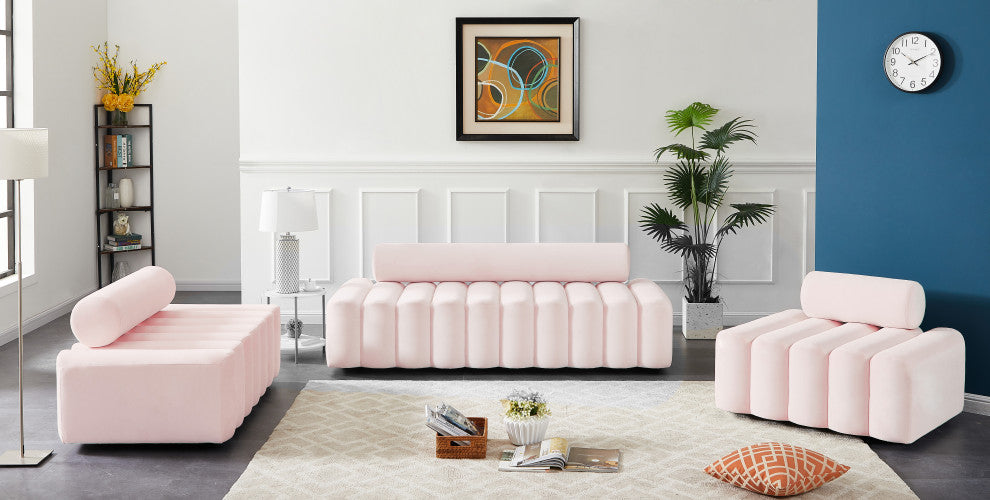 Melody Velvet Upholstered Chair, Pink, Sofa