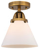 Large Cone Semi-Flush Mount, Brushed Brass, Matte White, Matte White
