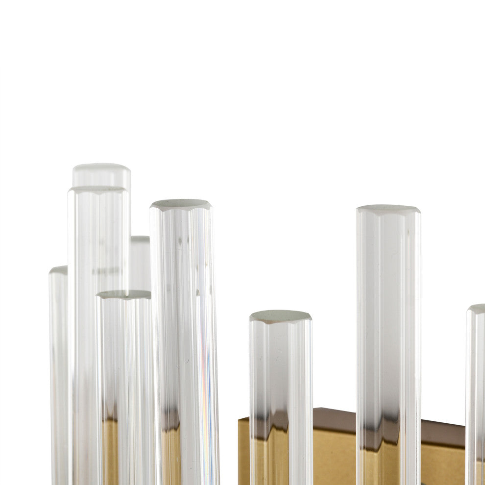 Eva 2-Light Crystal Glass Bar Wall Sconce, Glossy Bronze Finish