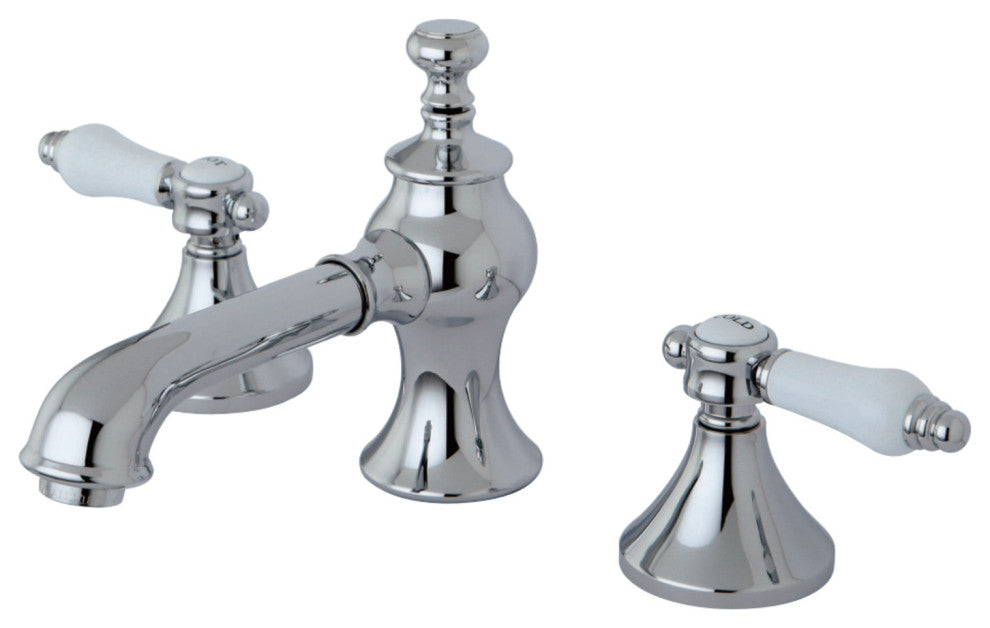 Kingston Brass Widespread Bathroom Faucet With Brass Pop-Up, Polished Chrome