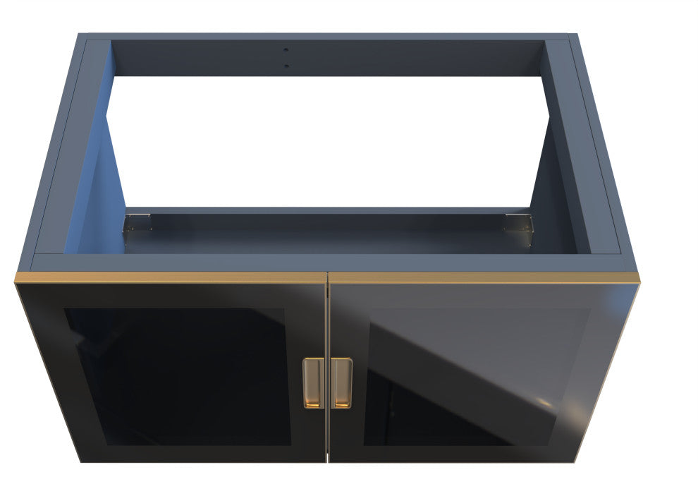 CastelloUSA Solaria Glass Facade Floating Vanity, 36", No Top, Base Only