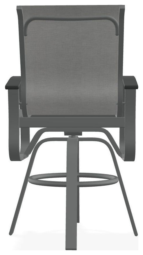 Belle Isle Sling Bar Height Outdoor Swivel Armchair, Alloy/Graphite