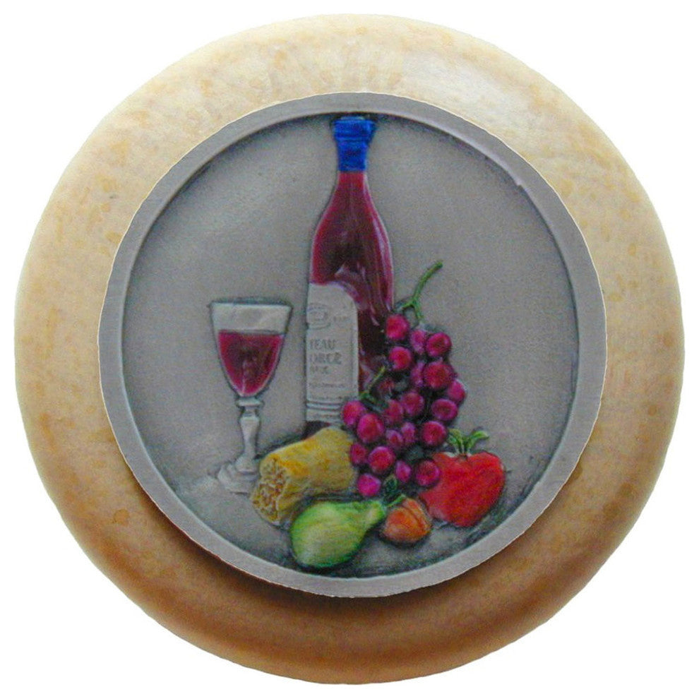 Best Cellar Natural Wood Knob, Unfinished With Hand-Tinted Pewter
