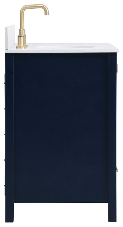Iris 36" Single Bathroom Vanity, Blue With Backsplash
