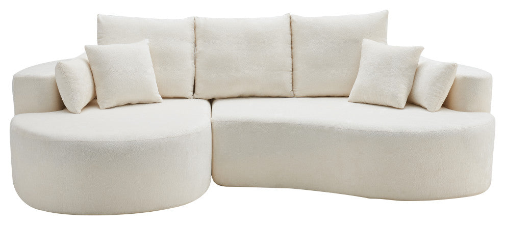 GDF Studio 106" 2-Piece Cloud Curved 3-Seater Sectional Sofa, Right Facing, Snow White