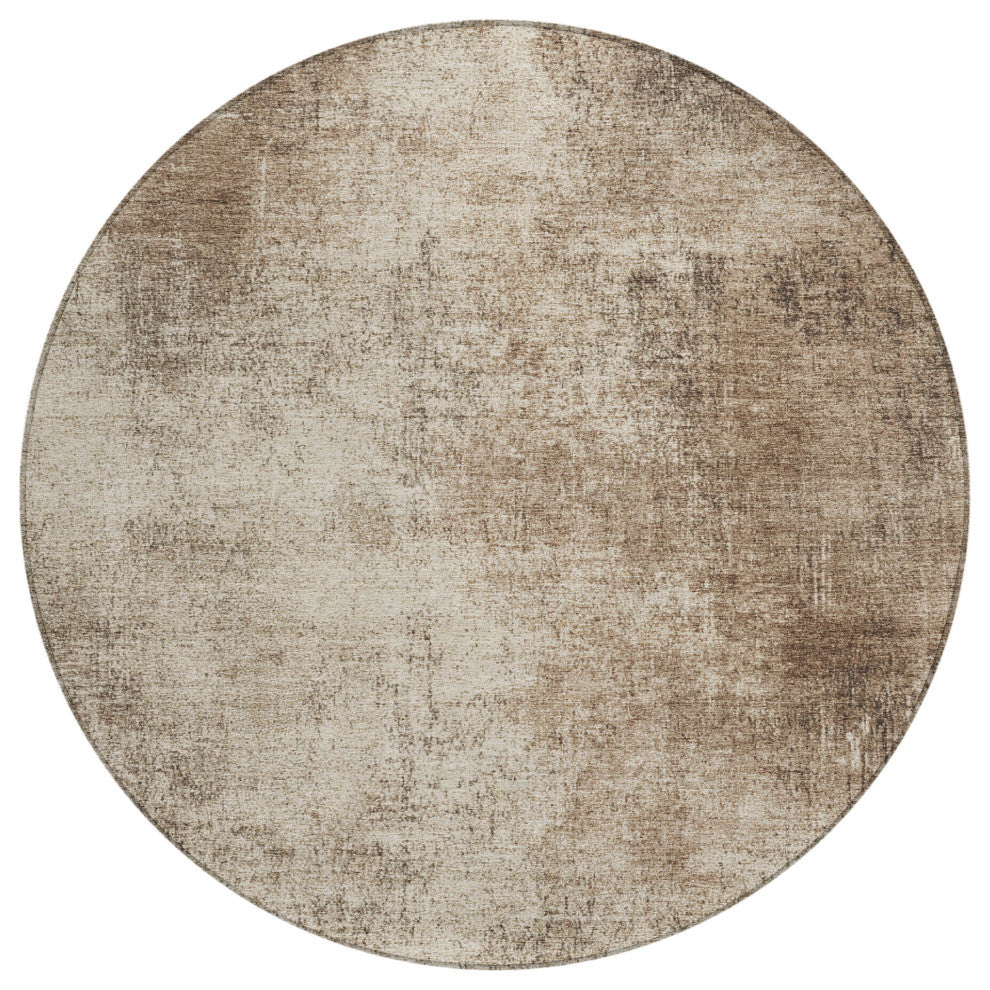 Machine Washable Indoor/Outdoor Chantille ACN1903 Taupe 8' x 8' Round Rug