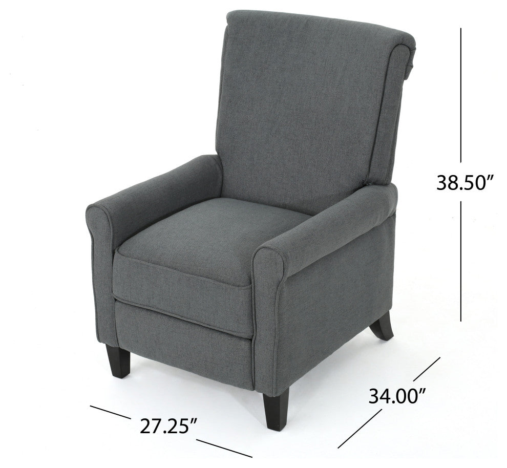 GDF Studio Charlene Traditional Fabric Recliner Chair, Charcoal