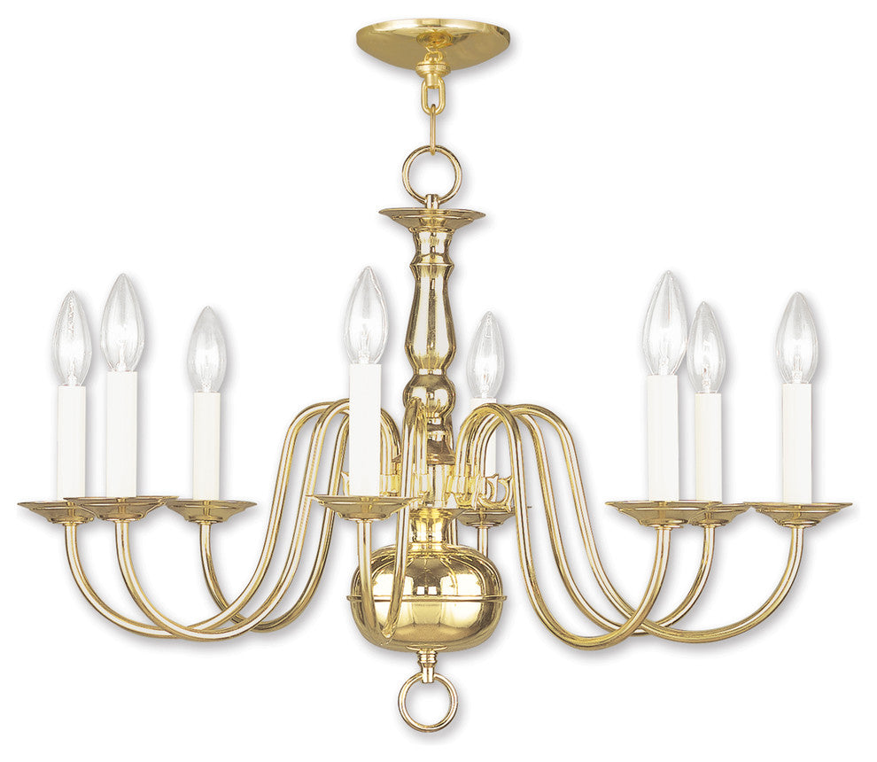 Williamsburgh Chandelier, Polished Brass