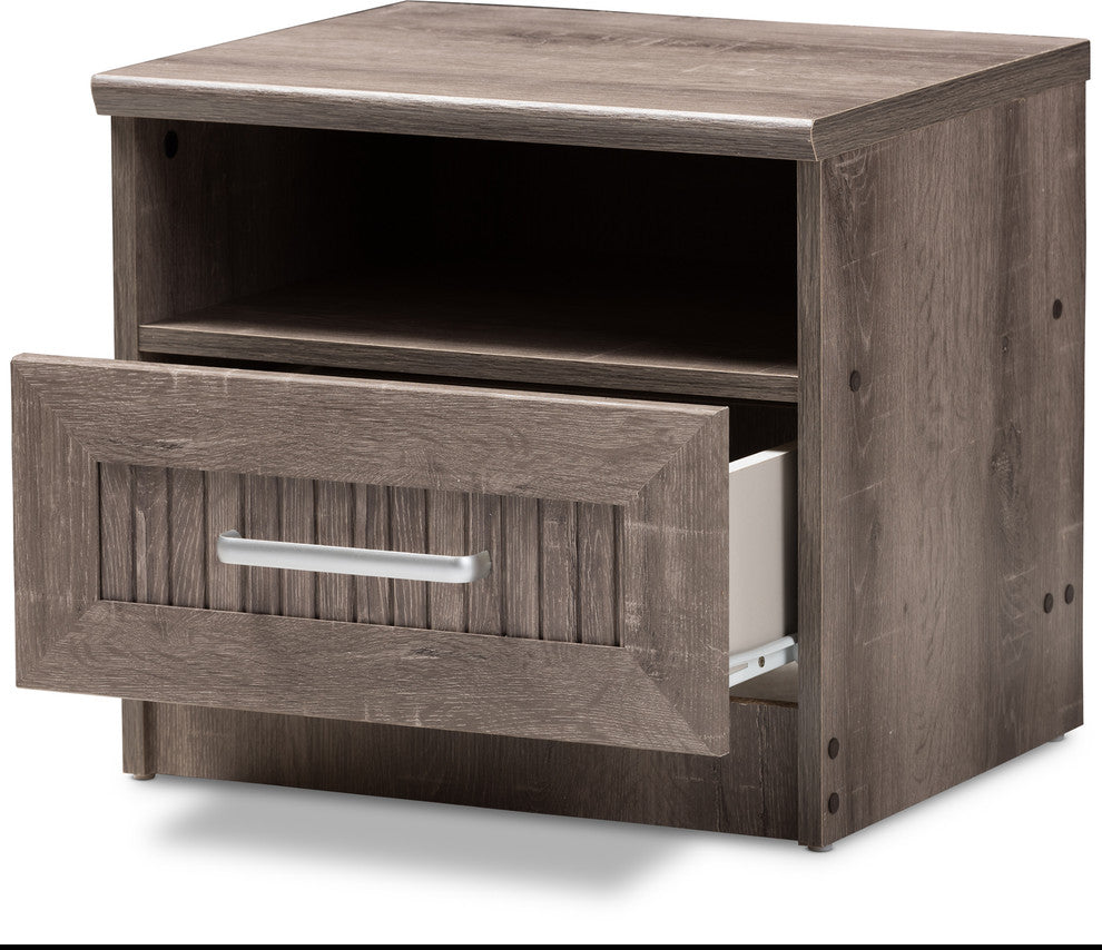 Gallia Moderm, Contemporary Oak Brown 1-Drawer Nightstand