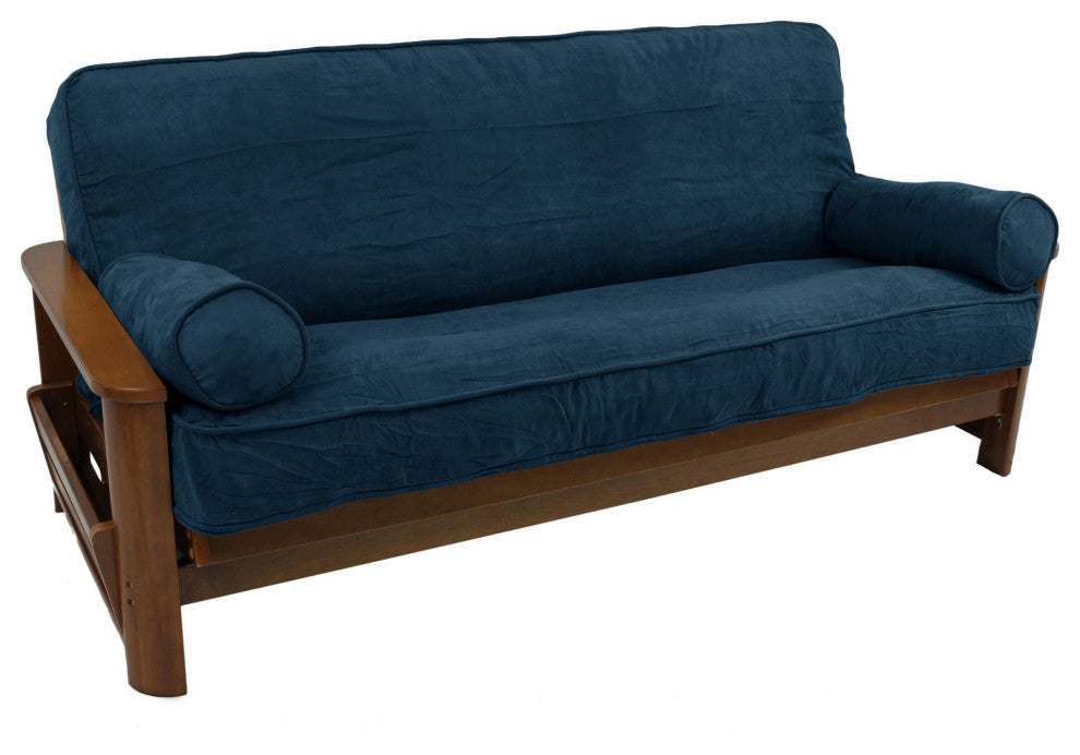 Solid Microsuede Full Futon Cover Set, Indigo