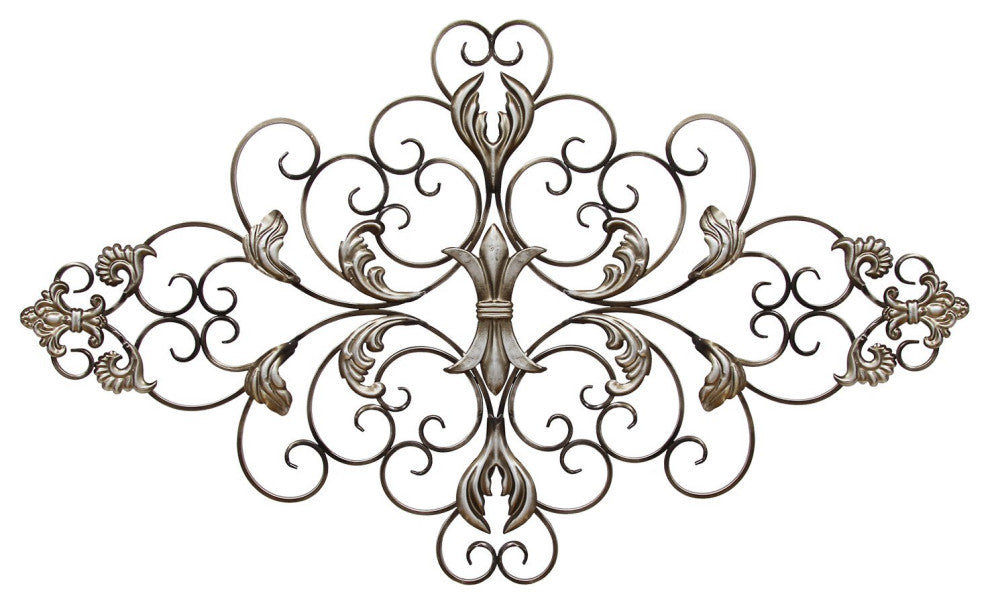 HomeRoots Champagne Ornate Scroll Metal Decor