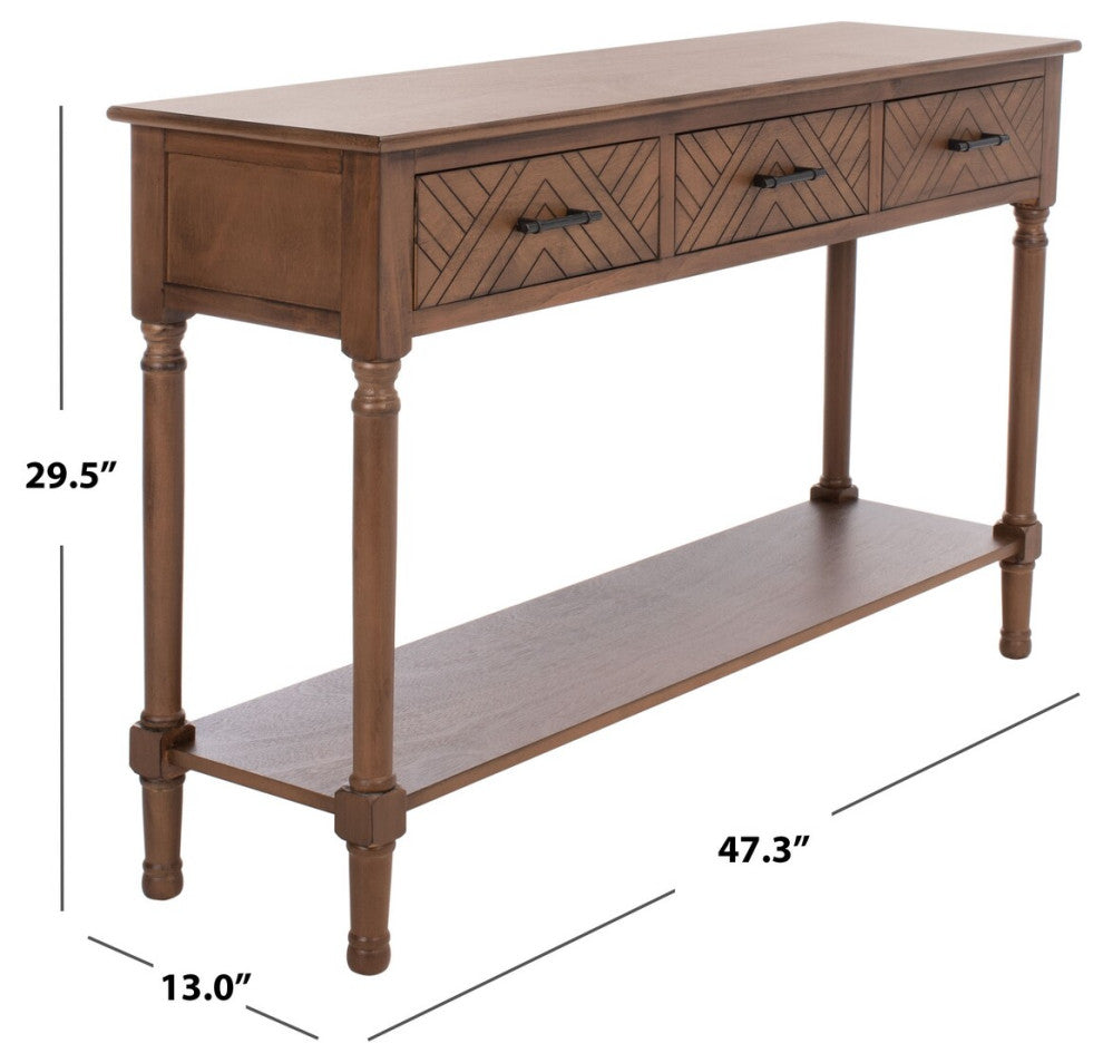 Safavieh Peyton 3 Drawer Console Table, Brown