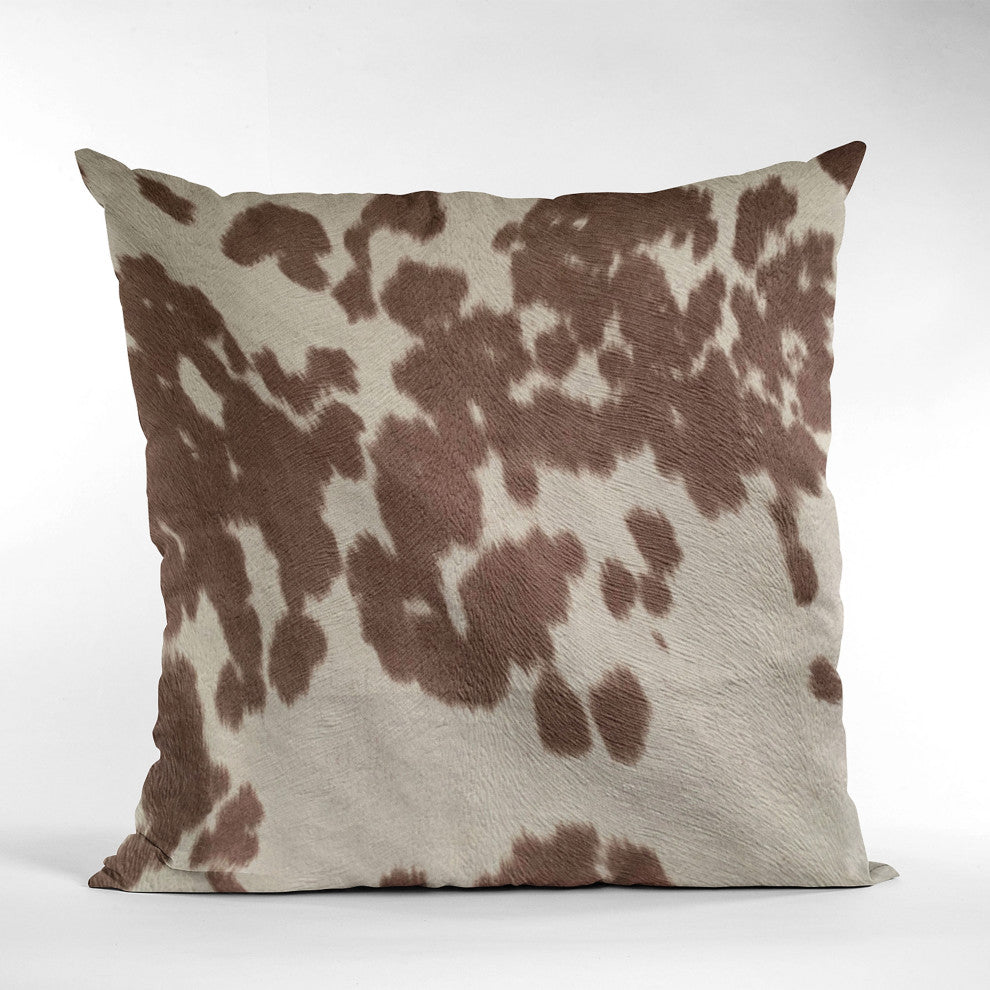 Plutus Brown Cowhide Animal Luxury Throw Pillow, 20"x20"