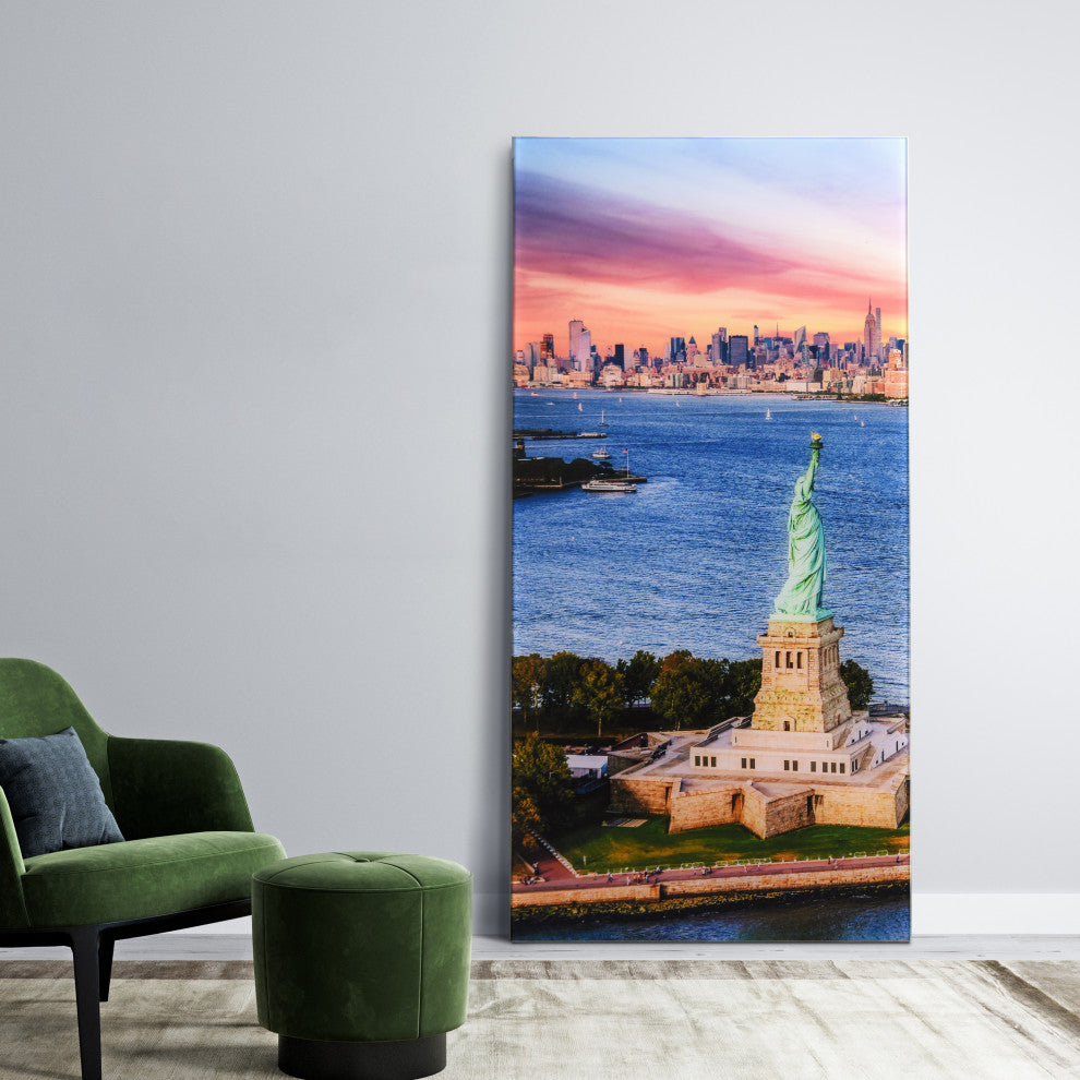 New York View Frameless Free Floating Tempered Glass Wall Art, A