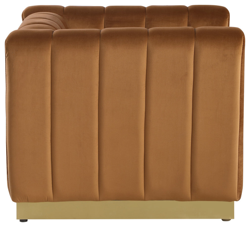 Marlon Velvet Upholstered Chair, Saddle