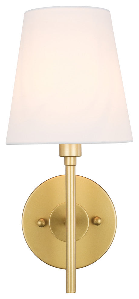 Brass Finish And White Shade 1-Light Wall Sconce