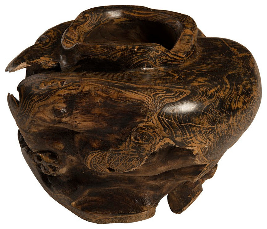 Teak Bowl, Black, Brown