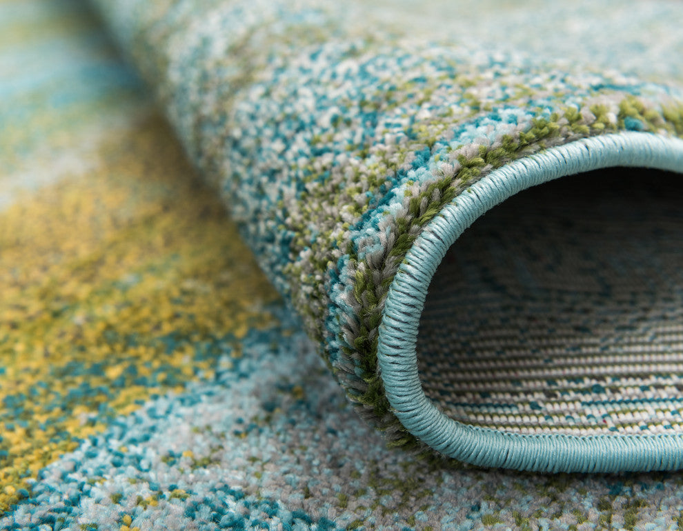 Unique Loom Turquoise Jardin Lilly 6' 0 x 9' 0 Area Rug