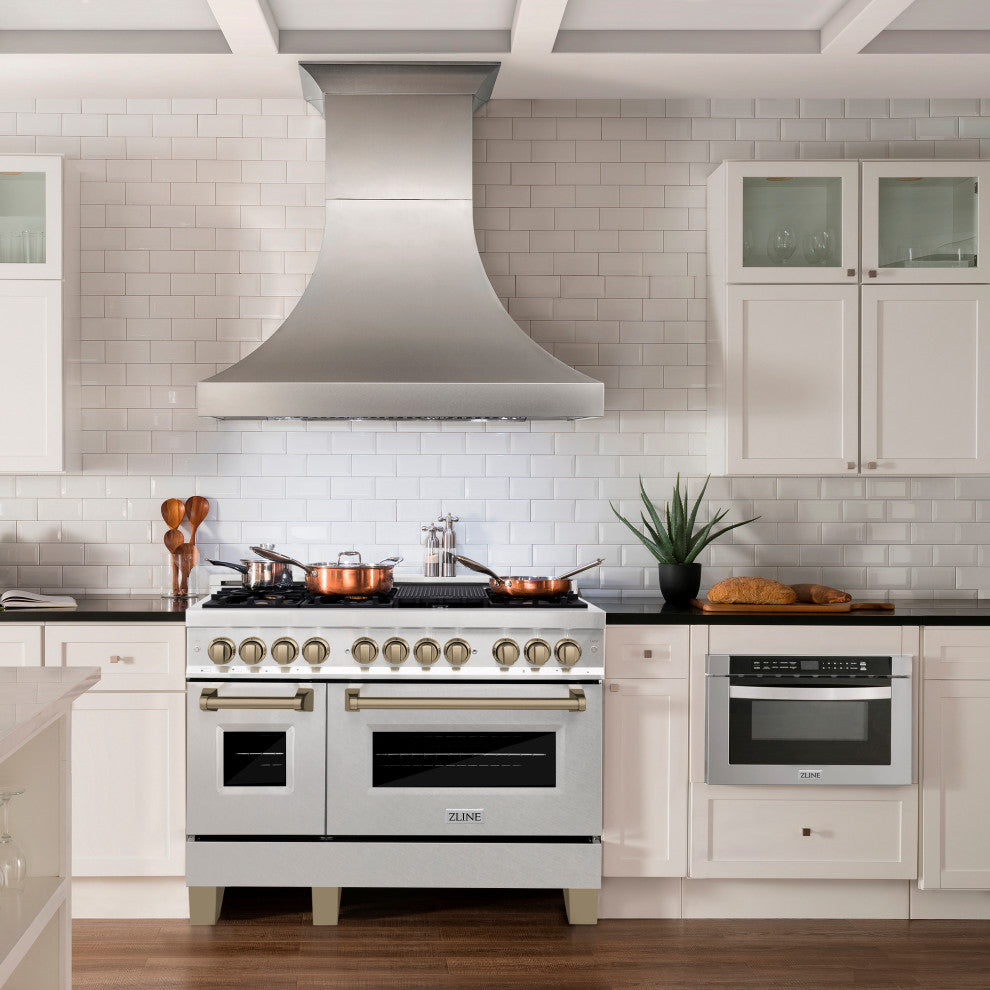 ZLINE 48" Dual Fuel Range, DuraSnow With Champagne Bronze RASZ-SN-48-CB