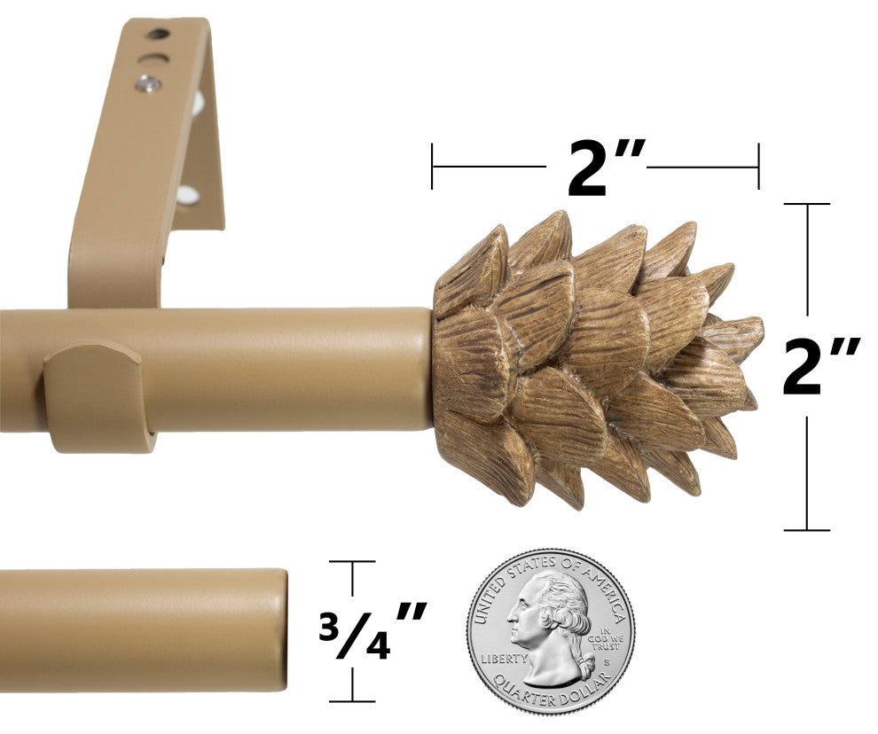3/4" Pinecone Adjustable Curtain Rod, Cottage, 84"-120"