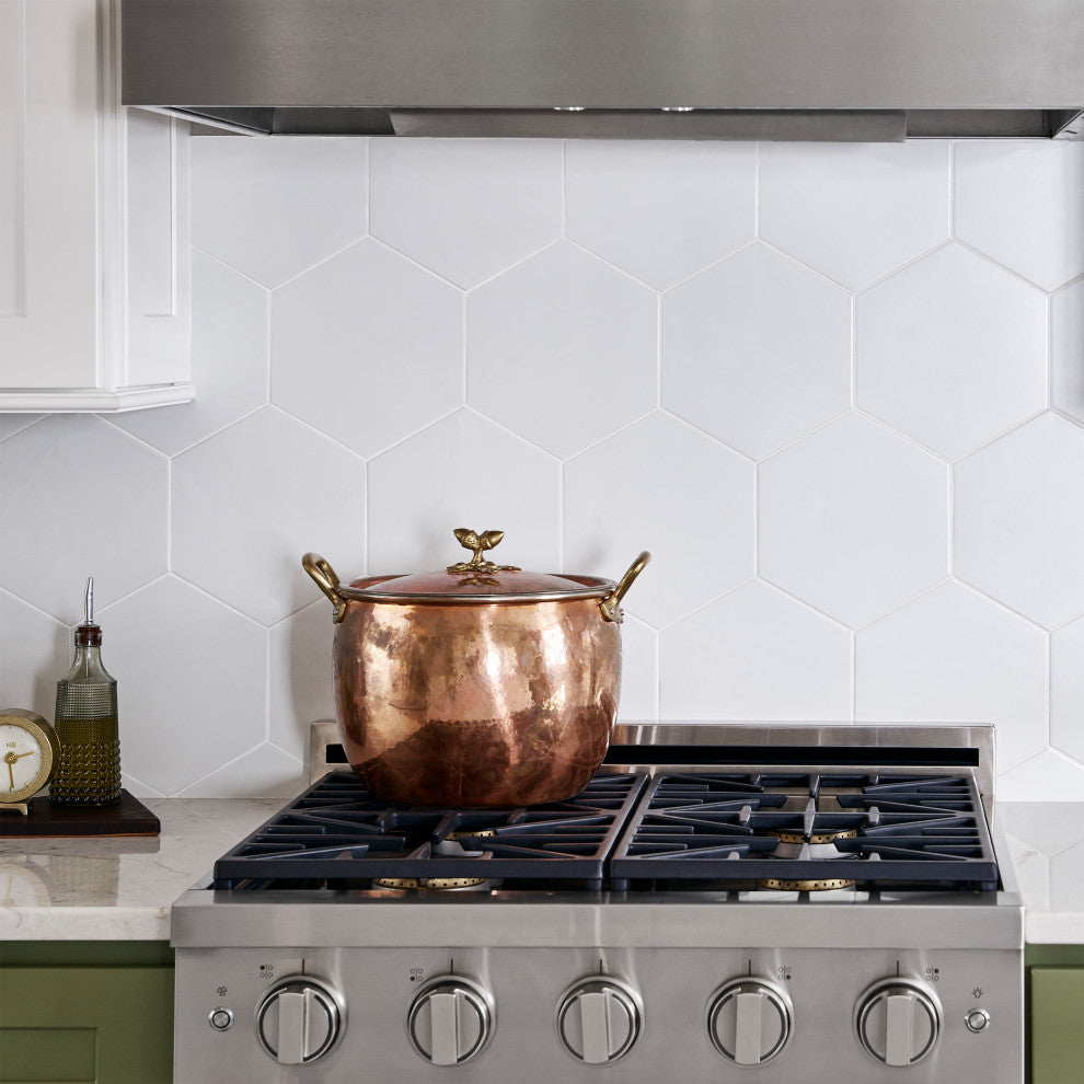 Textile Hex Porcelain Floor and Wall Tile, White