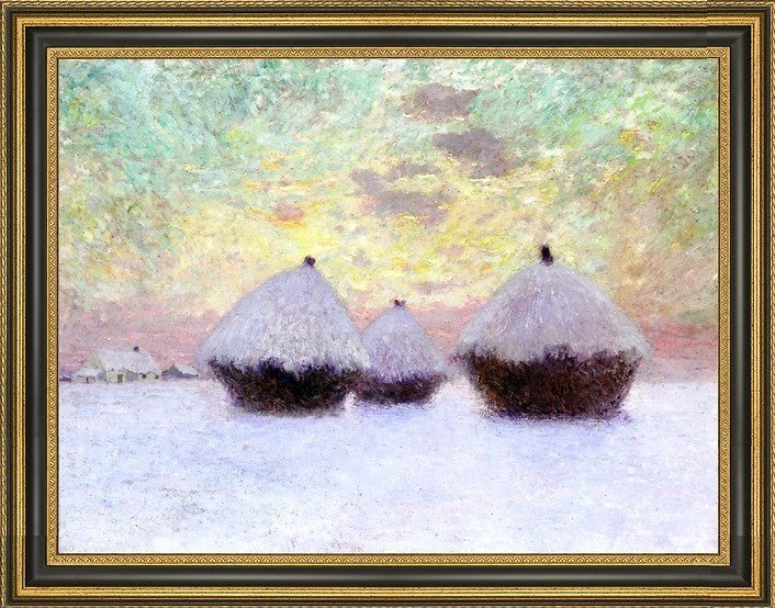 Emile Claus Haystacks in the Snow Framed Premium Canvas Print, 21"x28"