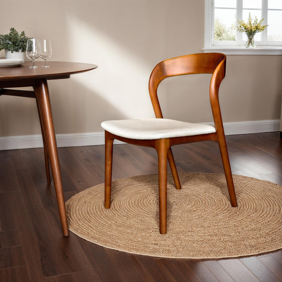 Rotondo Ash Wood Upholstered Dining Chair, Set of 2, Brown