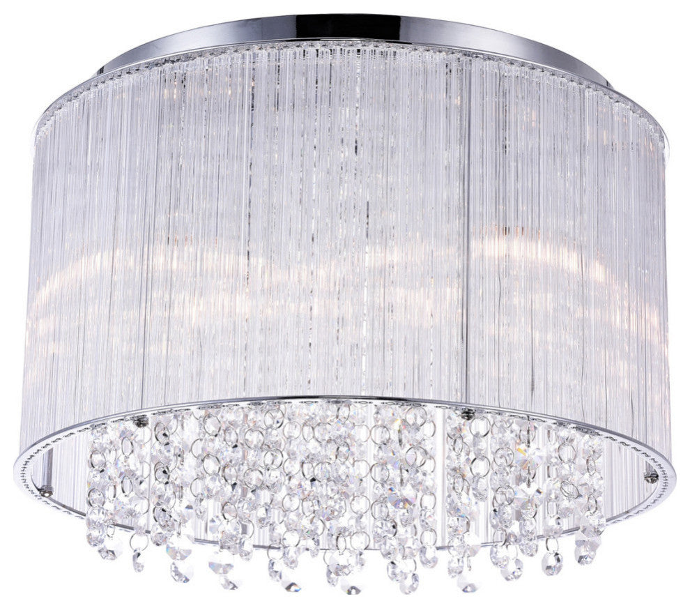 Spring Morning 6 Light Drum Shade Flush Mount With Chrome Finish