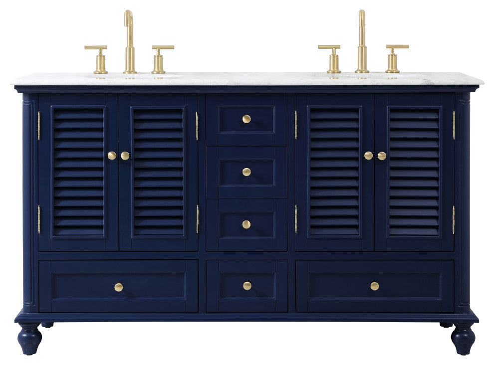 Rhett 60" Double Bathroom Vanity, Blue