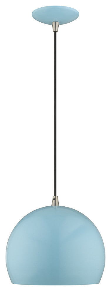 Livex Lighting Shiny Baby Blue 1-Light Mini Pendant
