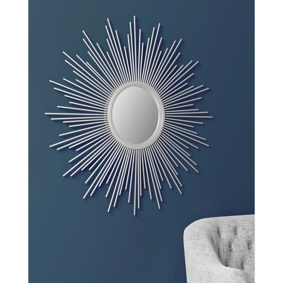 Madison Park Fiore Sunburst Wall Decor Mirror 29.5"D, Silver, Large