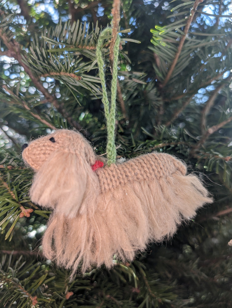 Hand-Knit Cocker Spaniel Christmas Ornament