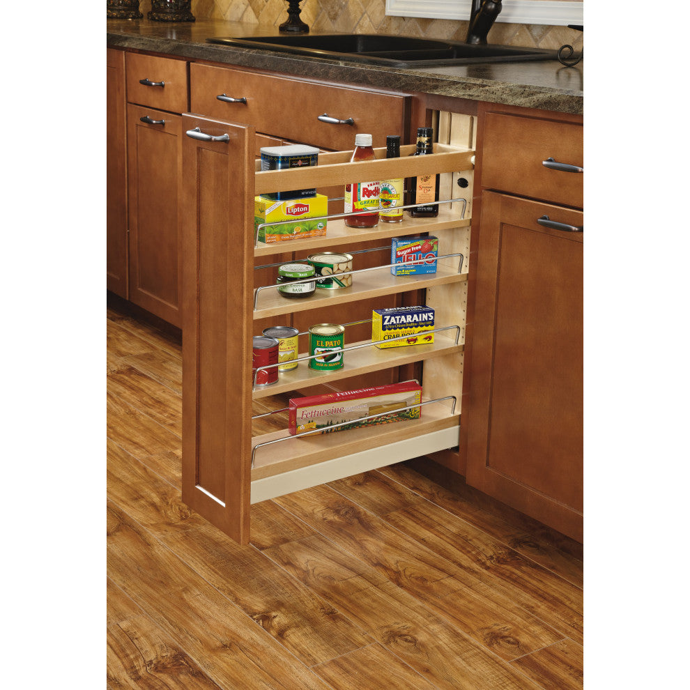 Wood Base Cabinet Pull Out Organizer With BB Soft Close, 5"