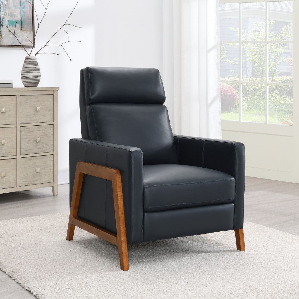 Reed Leather Push Back Recliner - Midnight Blue