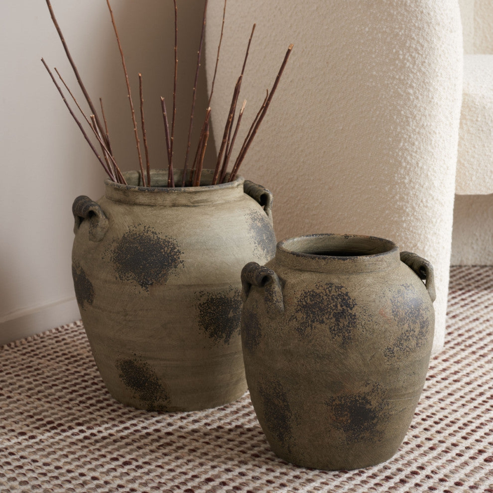 Safavieh Rhodes Terracotta Vase, Set of 2, Weathered/Grey