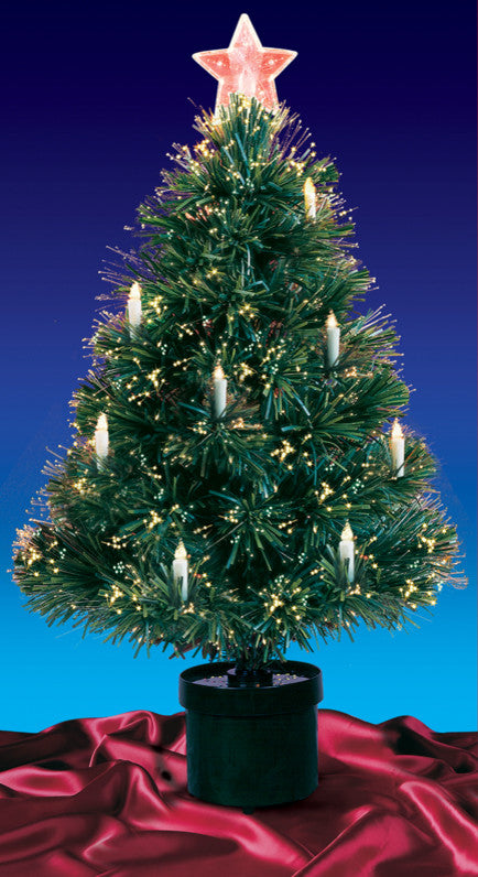 Fiber Optic Tree With Candles, 125 Tips, 3'