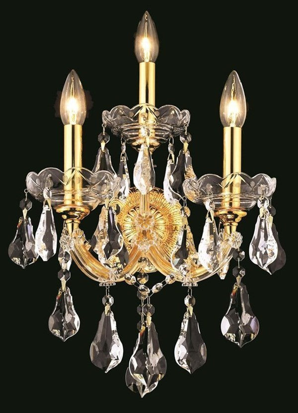 Elegant Maria Theresa Wall Sconce, Gold Finish With Royal Cut Crystal