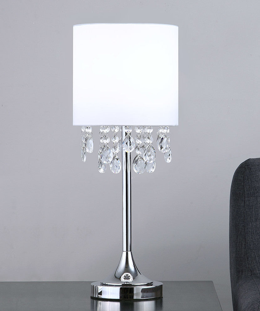 Florence 22" Crystal Table Lamp, White
