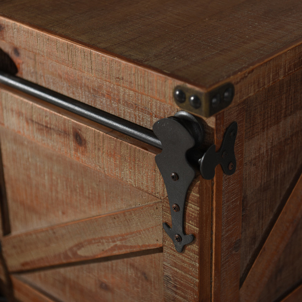 Presley 2 Door, 2 Drawer and Open Center Cabinet, Natural Brown