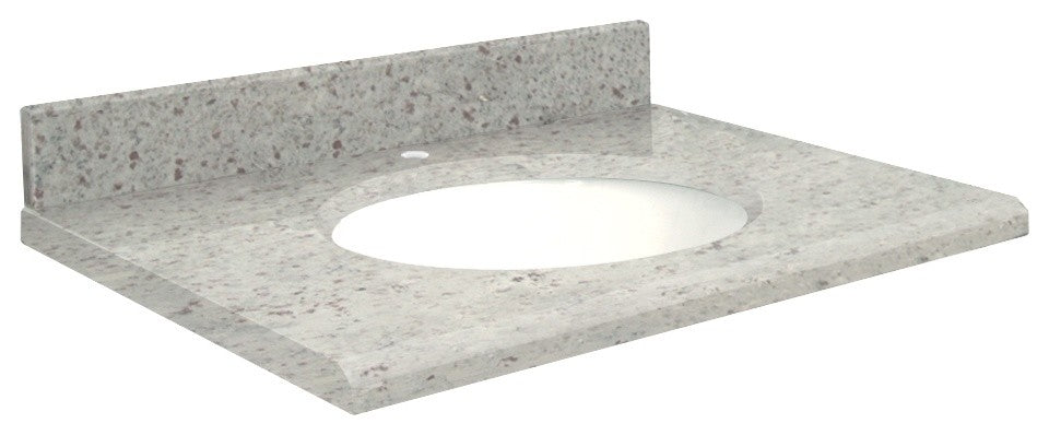 Granite 25"x19" Vanity Top, Single Faucet Hole, Giallo Parfait, White Bowl