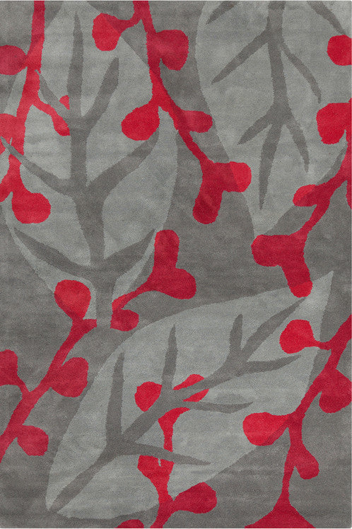 Stella Contemporary Area Rug, Gray and Red, 8'x10'