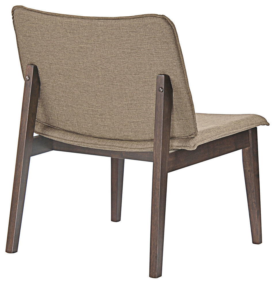 Modern Urban Contemporary Lounge Chair, Brown Wood Fabric