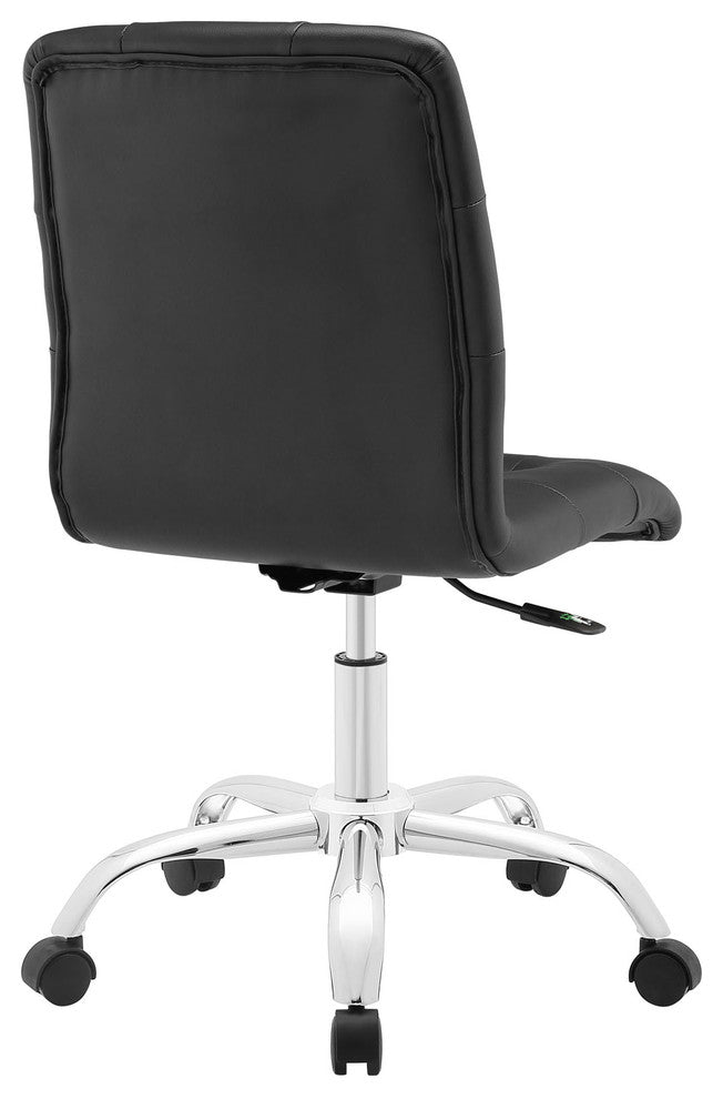 Modern Contemporary Office Chair, Black Faux Leather
